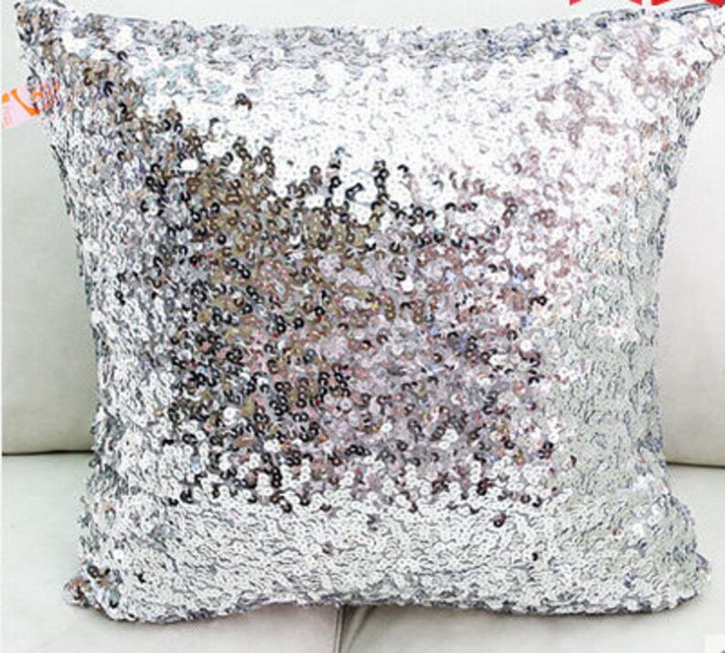 SEQUIN PILLOW Covers, COLORS, Pillowcases, Gold, Silver, Colors, Square, lumbar pillow European sham Bedding, Wedding image 4