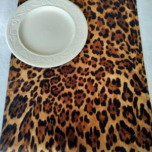 LEOPARD TABLE LiNENS -- Table Runner,  Napkins,  or Placemats, jungle chic wedding, Bridal, Home Decor