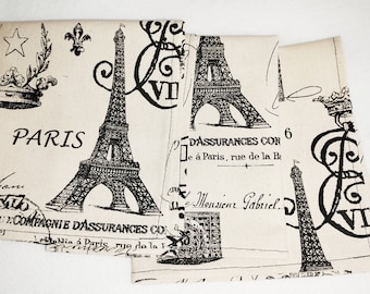 MANTELES DE MESA PARIS - Caminos de mesa, servilletas, manteles individuales, agarraderas, estampado francés, gris oscuro, negro, natural, boda, novia, Torre Eiffel