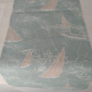 SAILBOAT NAUTICAL LINENS Table Runner, Napkins, Placemats, aqua Blue, white Nautical, Beach, Wedding Gift, Moms image 2