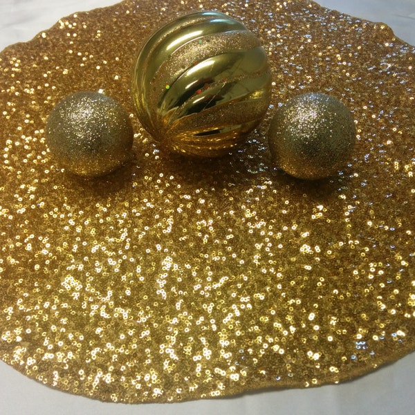 Round Gold Glitter Placemats Etsy