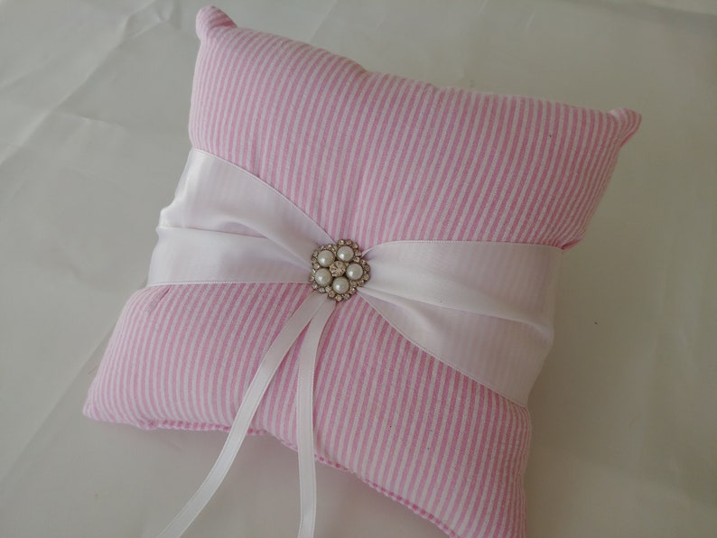 bridal Colors flower girl basket spring wedding summer wedding southern wedding SEERSUCKER RING PILLOW