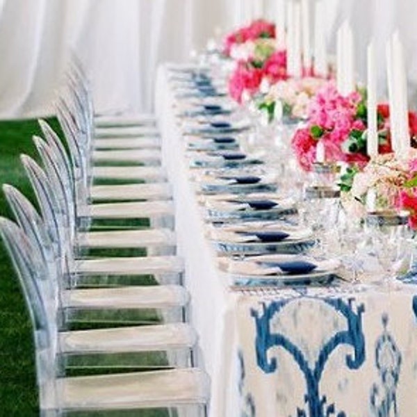 BLUE IKAT TABLE Runner, Napkins--  Last ones, Assorted Small Sizes, Blue and white Ikat , Wedding, Bridal