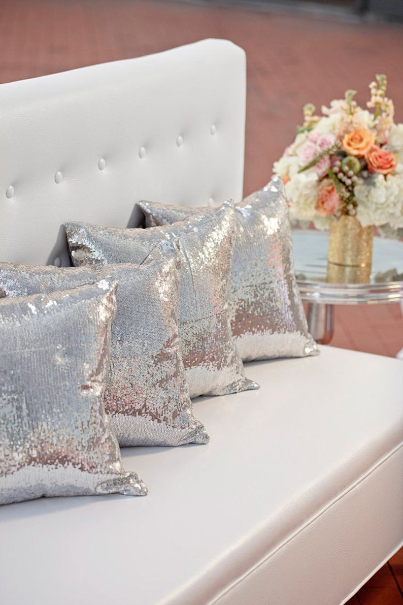 SEQUIN PILLOW Covers, COLORS, Pillowcases, Gold, Silver, Colors, Square, lumbar pillow European sham Bedding, Wedding image 5