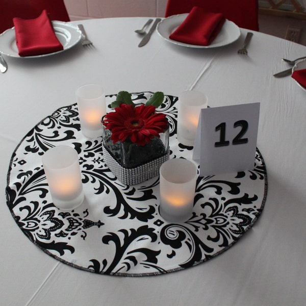 DAMASK TABLE ROUND  for Centerpieces, cotton damask table rounds,  Multiple Colors 15-24", Damask wedding table decor,  bridal center