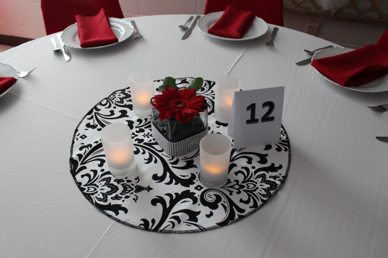 Wedding Table Centerpiece Floral Decoration Black and White Table Square  Overlay Cloth Shower Party Rehearsal Dinner Party Linens Decor 
