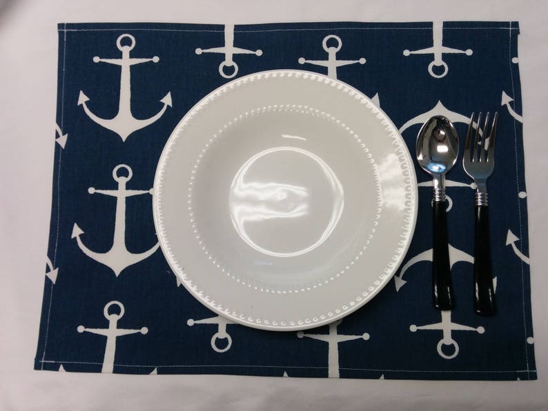 BLUE WHITE ANCHOR Linens Table Runner Napkin Placemat, sailor runner, Nautical, Beach, Wedding, Bridal, Shower, image 9