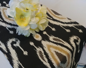 BLACK IKAT LINENS- Last ones- Table runners, Napkins, Placemats,  black, tan, white Ikat,  wedding, bridal, party, home decor