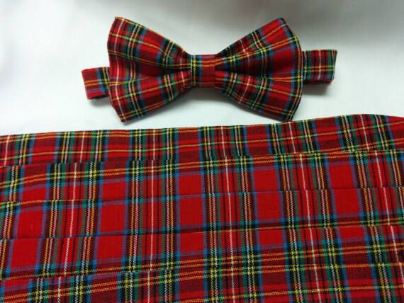 Royal Stewart Tartan Cummerbund Set includes Bow Tie /& Pocket Square