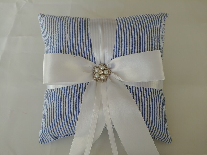 bridal Colors flower girl basket spring wedding summer wedding southern wedding SEERSUCKER RING PILLOW
