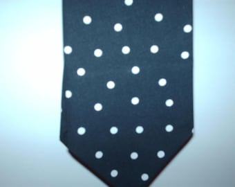 POLKA DOT NECKTIE or Hanky Square Black or navy and white All sizes Men Necktie toddler boys big tall wedding party bridal groom groomsmen