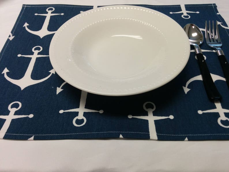 BLUE WHITE ANCHOR Linens Table Runner Napkin Placemat, sailor runner, Nautical, Beach, Wedding, Bridal, Shower, image 7