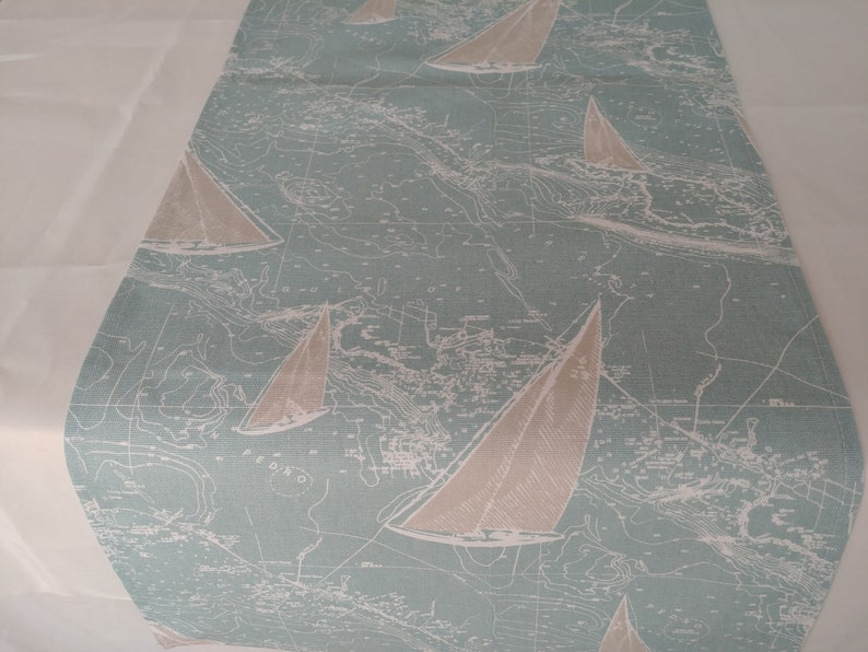 SAILBOAT NAUTICAL LINENS Table Runner, Napkins, Placemats, aqua Blue, white Nautical, Beach, Wedding Gift, Moms image 4