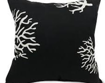 BLACK CORAL Pillow cover-- Last Ones, coral reef Branches  or Pillow Cover,  Beach, Nautical decor