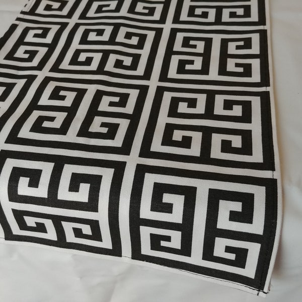 GREEK KEY TABLE Linens - Table Runner, Napkins,  Black,  Modern, Puzzle Print, Table Runner, Wedding, Bridal, HOme, black