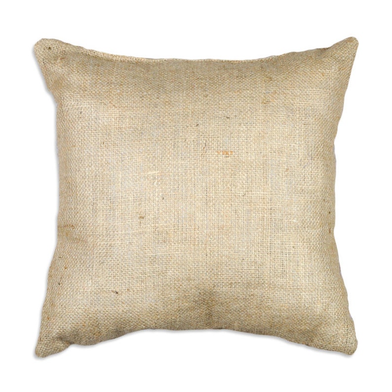 Puede incluir: Una almohada cuadrada de arpillera beige con textura tejida. La almohada est&aacute; hecha de fibras naturales y tiene un aspecto r&uacute;stico.