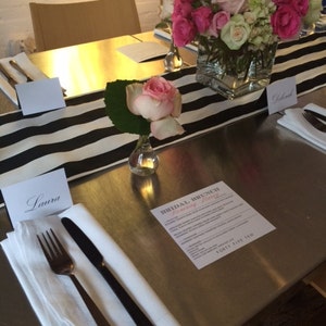 NAVY STRIPE TABLE Linens- Table Runner 11&quot; wide, Napkins or Placemats  Navy and white striped Nautical Beach stripes Wedding Bridal