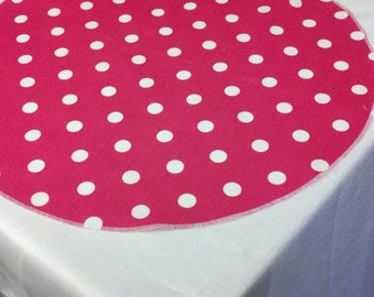 POLKA DOT ROUNDS - Squares, Colors, Centerpiece, table round, or square, White Polka Dot, 16- 36", red, navy blue, pink, grey, black