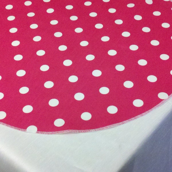 POLKA DOT ROUNDS - Squares, Colors, Centerpiece, table round, or square, White Polka Dot, 16- 36", red, navy blue, pink, grey, black