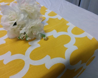 SAMPLE SALE RUNNERS 23"-27" Yellow and White Moroccan Look Table Runner Wedding Bridal Home Decor Chic Rpst