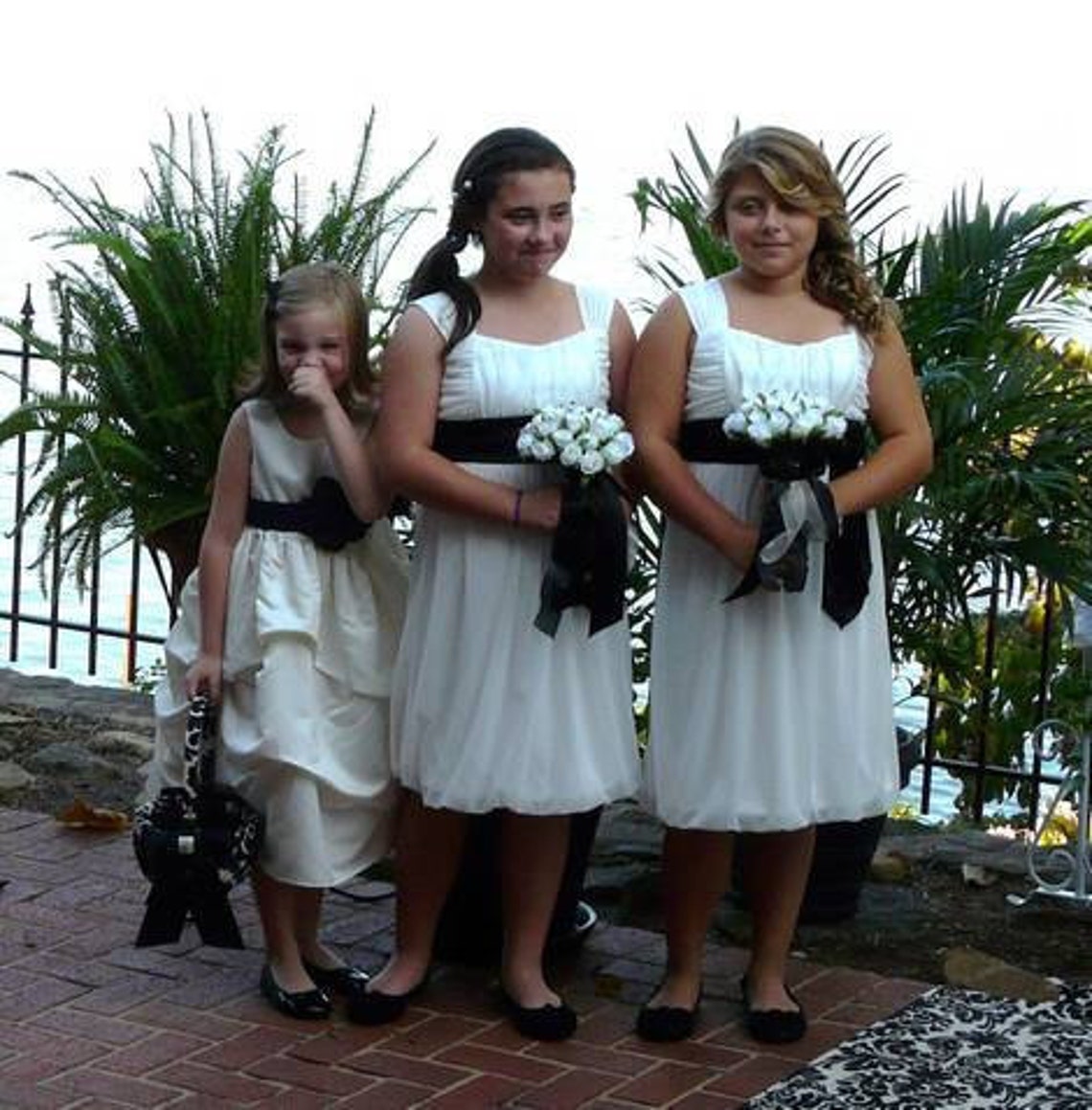 DAMASK FLOWER GIRL Basket Black Ivory Cream Waverly Essence Etsy