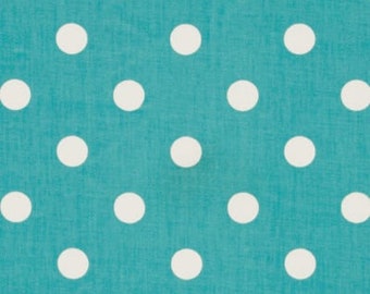 TURQUOISE Polka Dot Table Runner and 4 Napkin Set-  White dots on turquoise,  Wedding, Bridal, Home Decor Chic, rpst