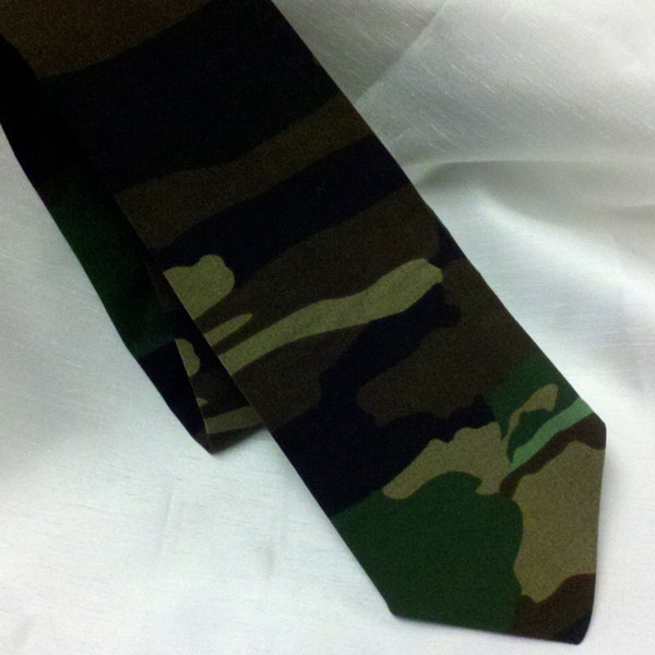 CAMO NECKTIE or Pocket Square-  SIZES-- Camouflage Necktie Men's, Boys, Big tall, Toddler Tie Wedding Party army hunting 100% cotton