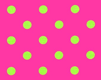 Fuchsia Pink and Lime  Polka Dot Table LINENS - Last ones- Lime dots on fuchsia, Table runner, Napkins, Wedding, Bridal, Home Decor Chic