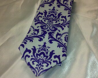 BOWTIE, NECKTIE or POCKET Square- All Szs Madison Purple white Damask Tie boys men tall ringbearer wedding bridal pre-tied double bow