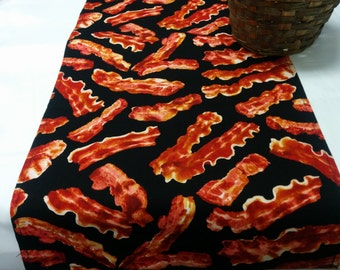 BACON LINENS -Last ones,  Runners, Napkins, placemat,  pillow cover, valance, breakfast, Table Runner, Home decor, bacon lovers gift