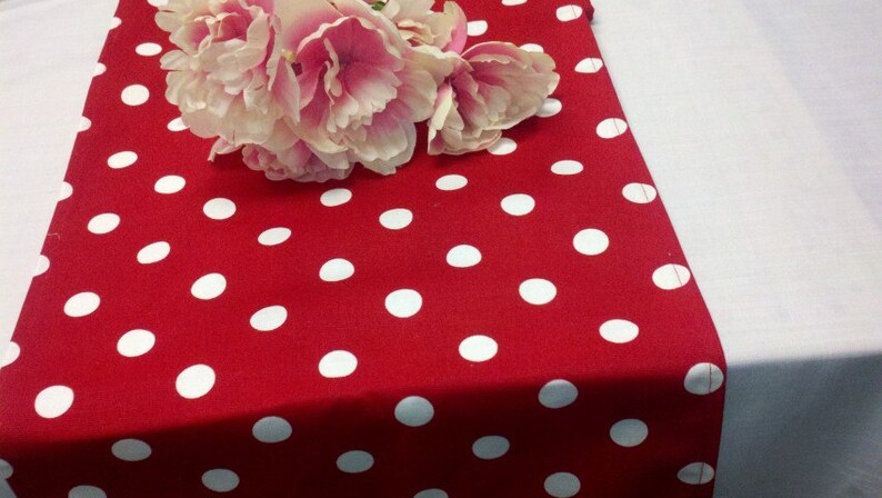 POLKA DOT LINENS Red and white, Table Runners, Napkins, Placemats, and Centerpieces, Wedding, Bridal, Home Decor, Dots, Olivia Decor image 2