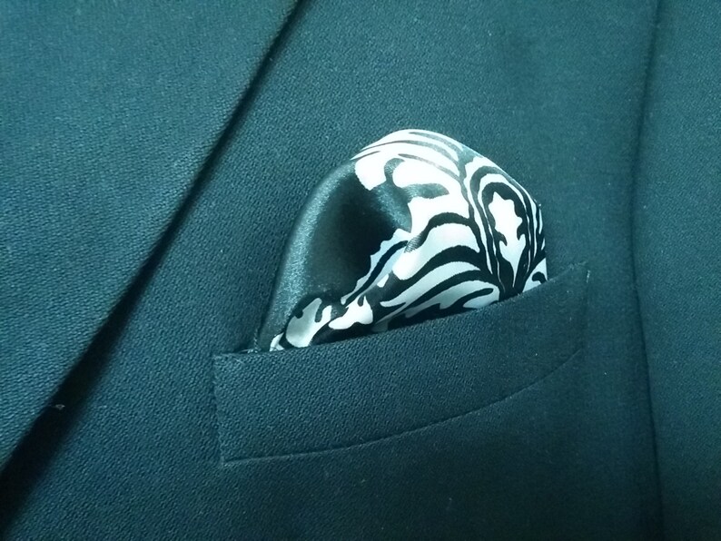 SATIN DAMASK HANKY Colors Pocket Square Tuxedo Black and Etsy