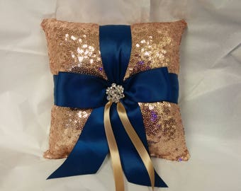 SEQUIN RING PILLOW or Basket -Colors- Flower Girl, Guest book set -Ringbearer, Rose, Wedding, Bridal, Sequin,  Ribbon Bow Choice, Bling