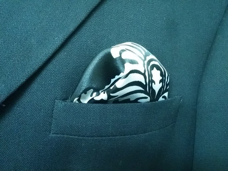 SATIN DAMASK HANKY Colors Pocket Square Tuxedo Black and Etsy
