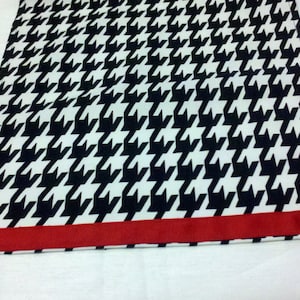 HOUNDSTOOTH TABLE LINENS- Red Band Choice-  Houndstooth Table Runners, Napkins, Placemats,  Black and white,  Alabama, Parties,