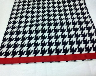 HOUNDSTOOTH TABLE LINENS- Red Band Choice-  Houndstooth Table Runners, Napkins, Placemats,  Black and white,  Alabama, Parties,