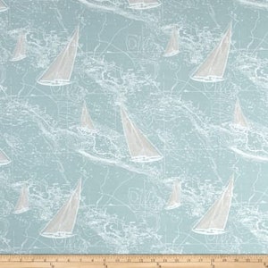 SAILBOAT NAUTICAL LINENS Table Runner, Napkins, Placemats, aqua Blue, white Nautical, Beach, Wedding Gift, Moms image 1