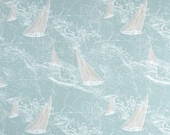 SAILBOAT NAUTICAL LINENS- Table Runner, Napkins, Placemats, aqua Blue, white - Nautical, Beach, Wedding Gift, Moms