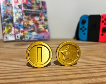 BIG Mario Coins Set of Ten, Double-sided, Display Party Favors, Cosplay Nintendo Switch Currency, Gamer Gifts, Switch Themed Birthday Party