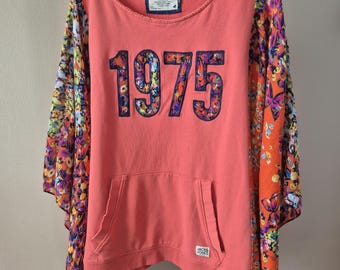 upcycled Sweat shirt with scarf sleeves