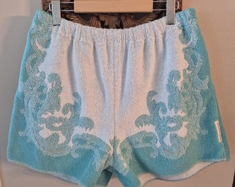 Turquoise White Towel Shorts