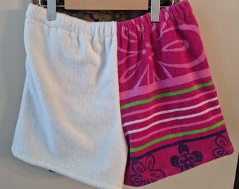 Pink strip & White Towel Shorts