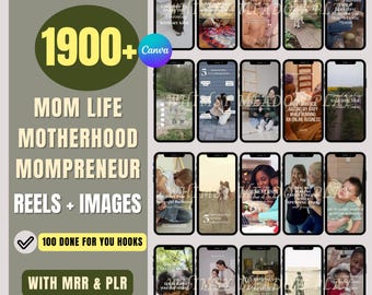 1900 Motherhood Reels, Mom Life Reels, Mompreneur Reels Bundle | MRR & PLR Rights
