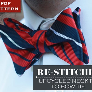 Bow tie PDF Sewing Pattern  - Upcycled from Necktie - Bowtie Pattern