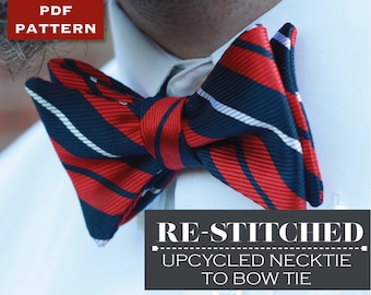 Noeud papillon PDF patron de couture - recyclé à partir de cravate - motif noeud papillon