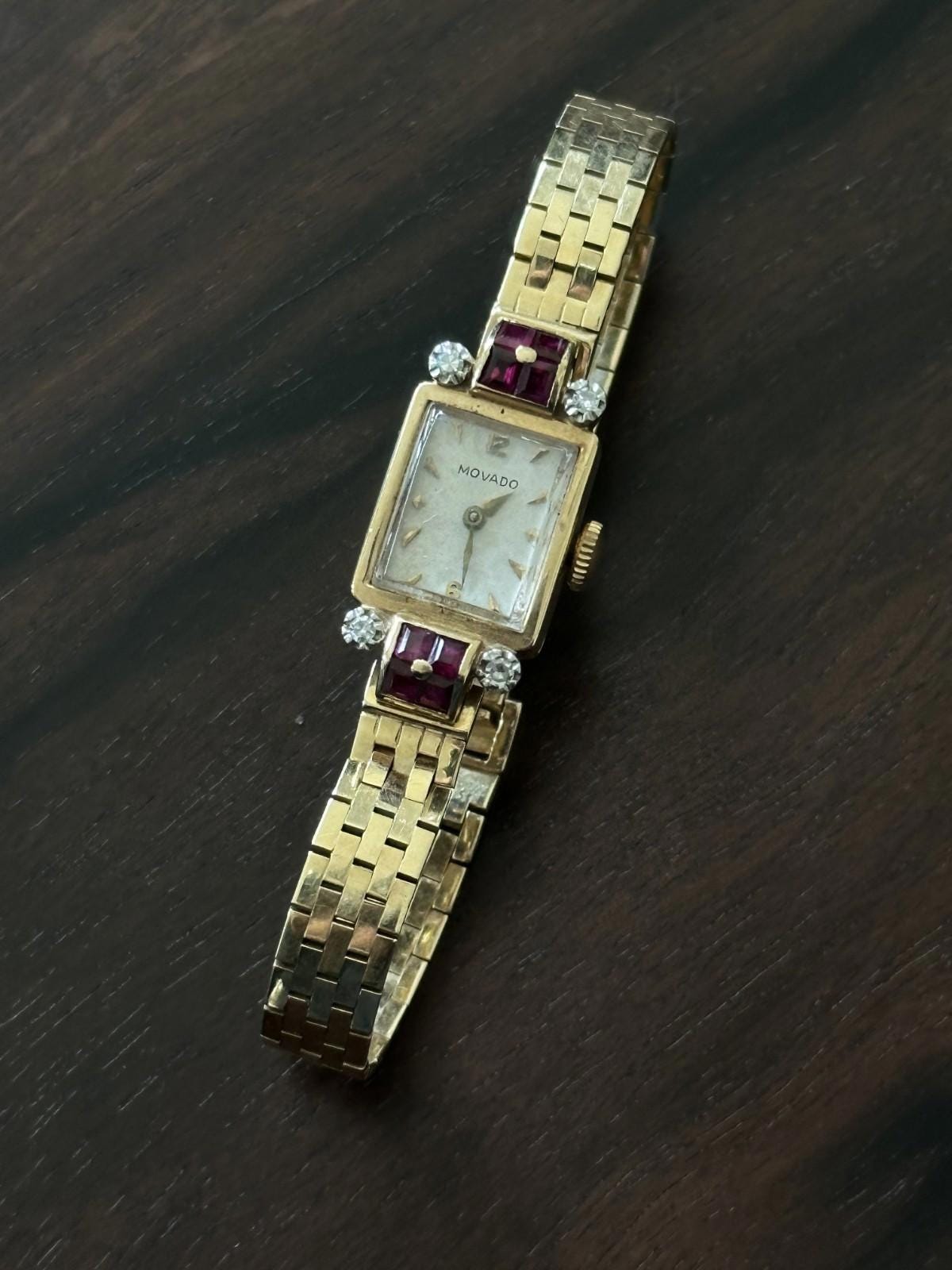 Vintage Movado Diamond encrusted Watch Vintage 18K White Gold Movado Diamond Watch: Retro Deco  main image 2