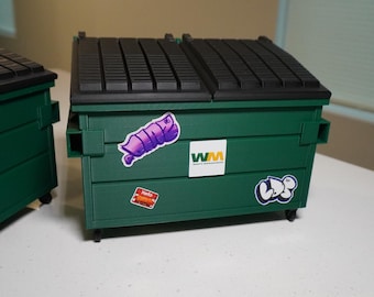 Mini contenedor de basura impreso en 3D / Accesorio de exhibición de arte urbano y graffiti, diorama