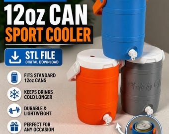 3D Printable Sports Cooler STL | 12oz Can Holder, Commercial License (Digital Download)