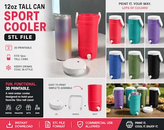 Nevera portátil para latas altas de 355 ml (12 oz) imprimible en 3D (archivo STL / Licencia comercial) (Descarga digital)