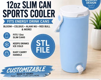 Archivo STL para enfriador deportivo de latas delgadas de 12 oz / Soporte personalizable para bebidas energéticas (descarga digital)